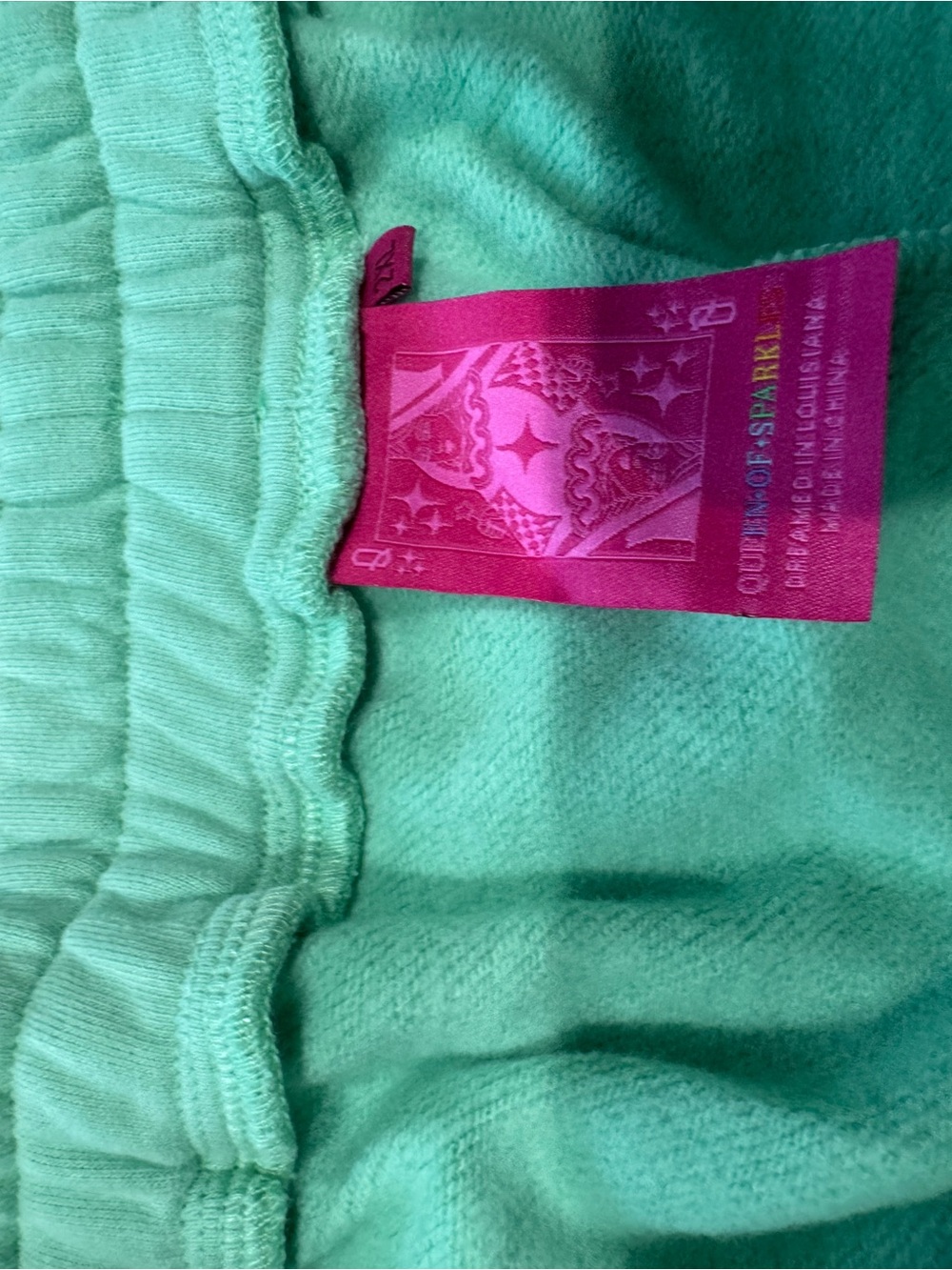 QUEEN OF SPARKLES Mint Sequin Heart Athletic Shorts - Picture 3 of 8